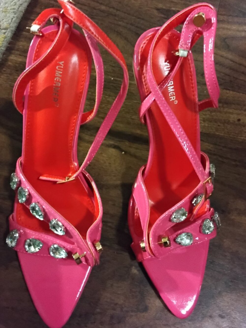 Pink rhinestone heels